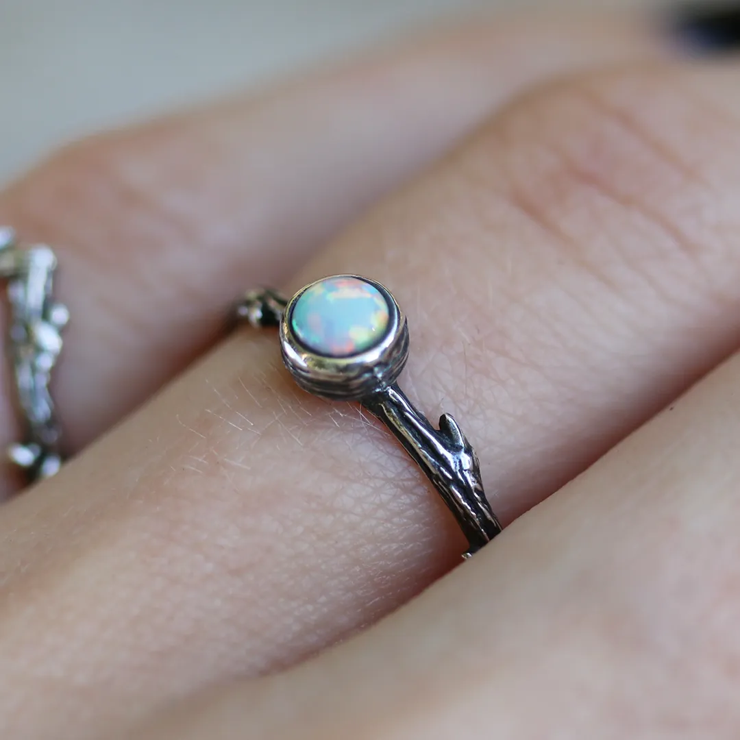 Luna Lupus Snow Opal Branch Ring