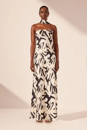 MICAH SILK STRAPLESS BIAS MAXI DRESS