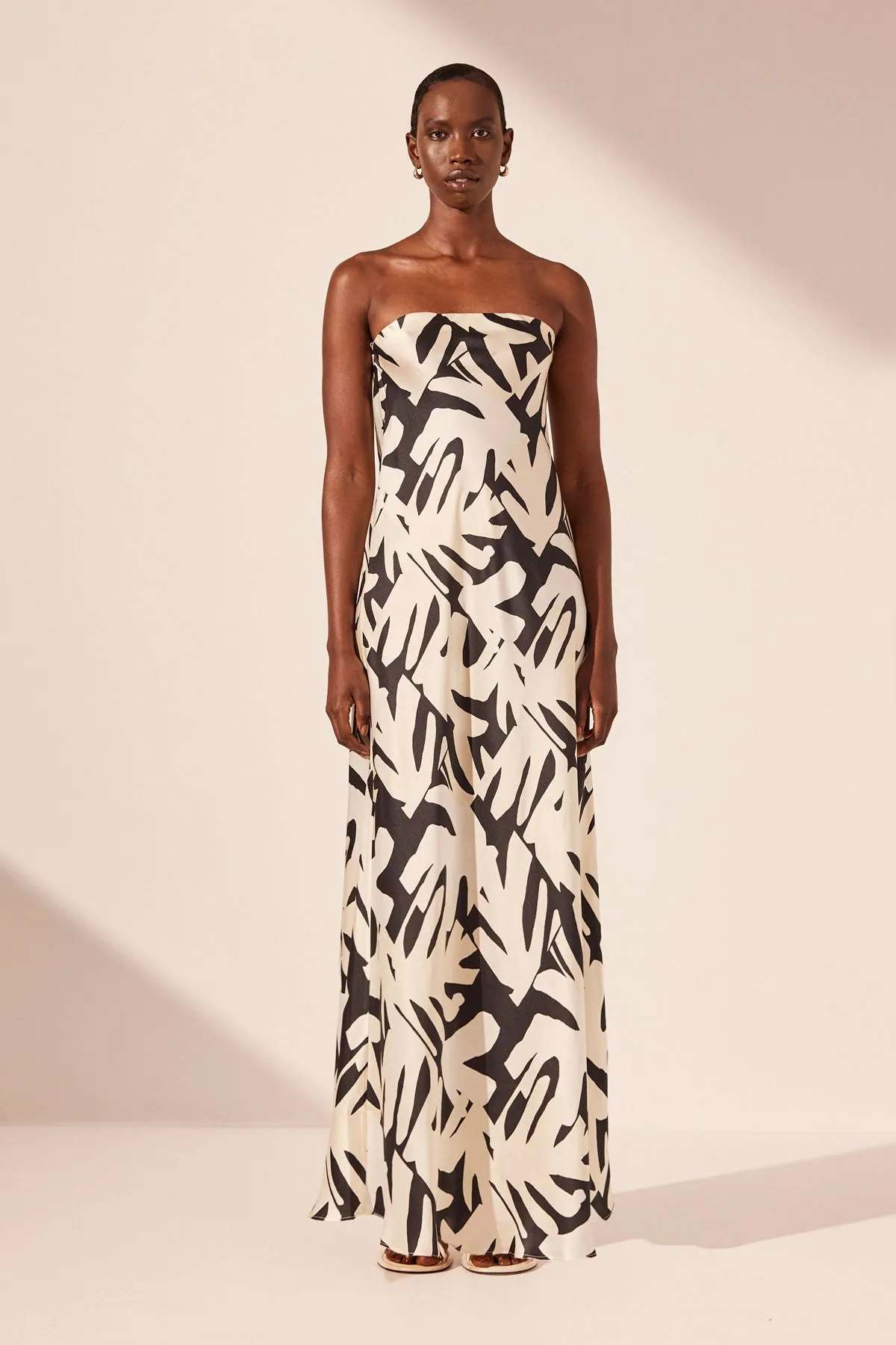 MICAH SILK STRAPLESS BIAS MAXI DRESS