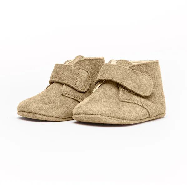 My-First Suede Pram Booties in Tan