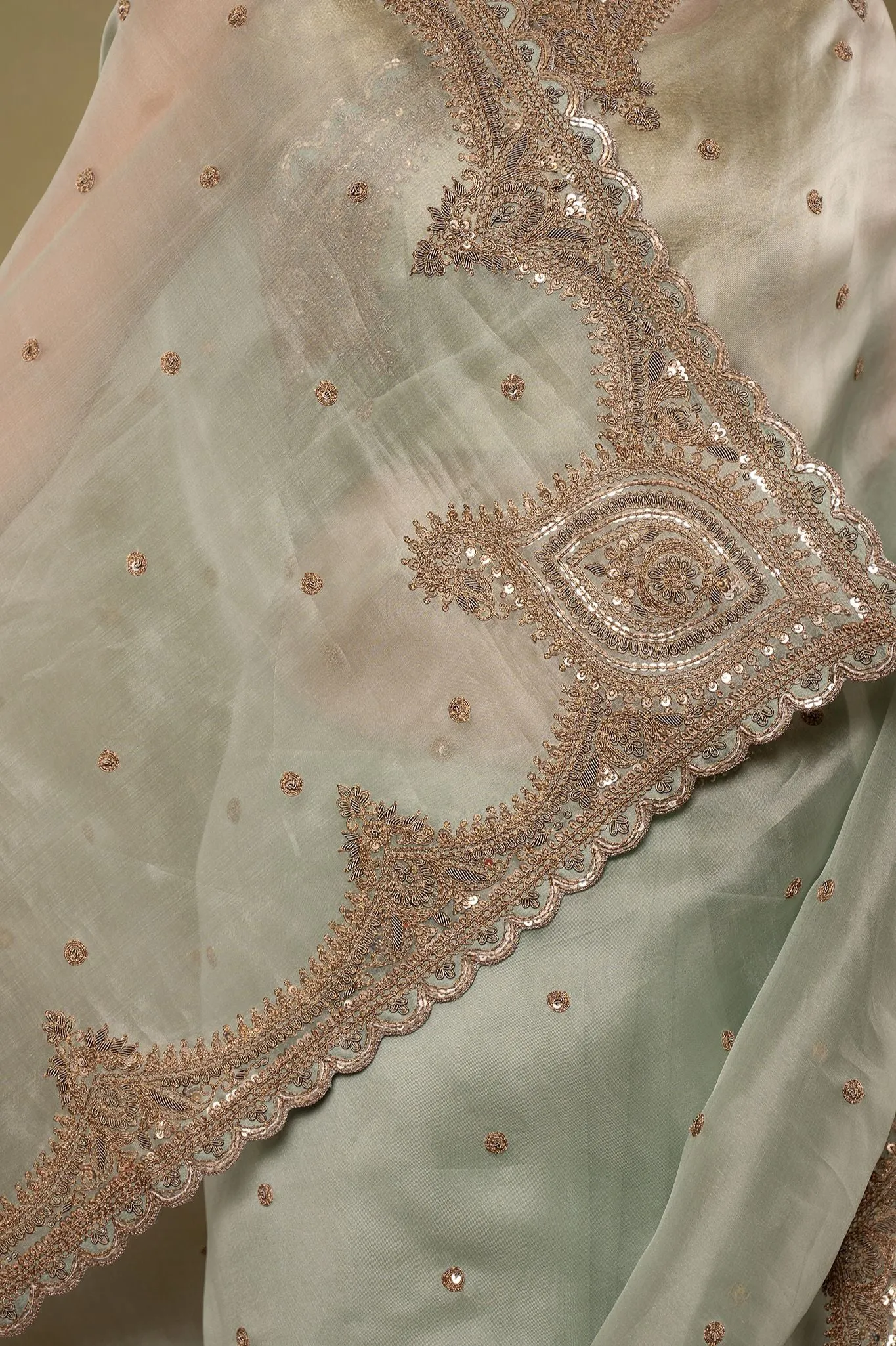 Organza Antique work Saree