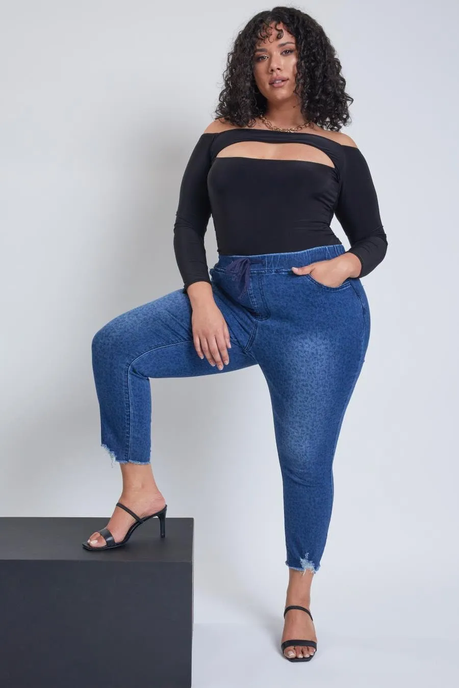 Plus Size Women's  Denim Ankle Jogger