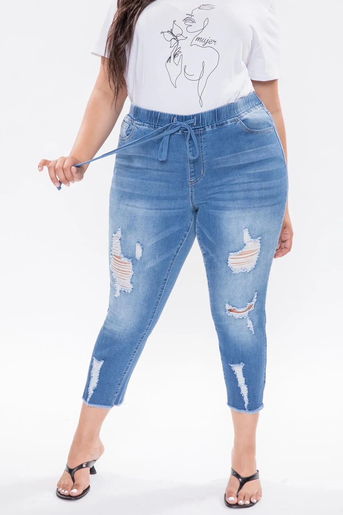 Plus Size Women's  Denim Ankle Jogger