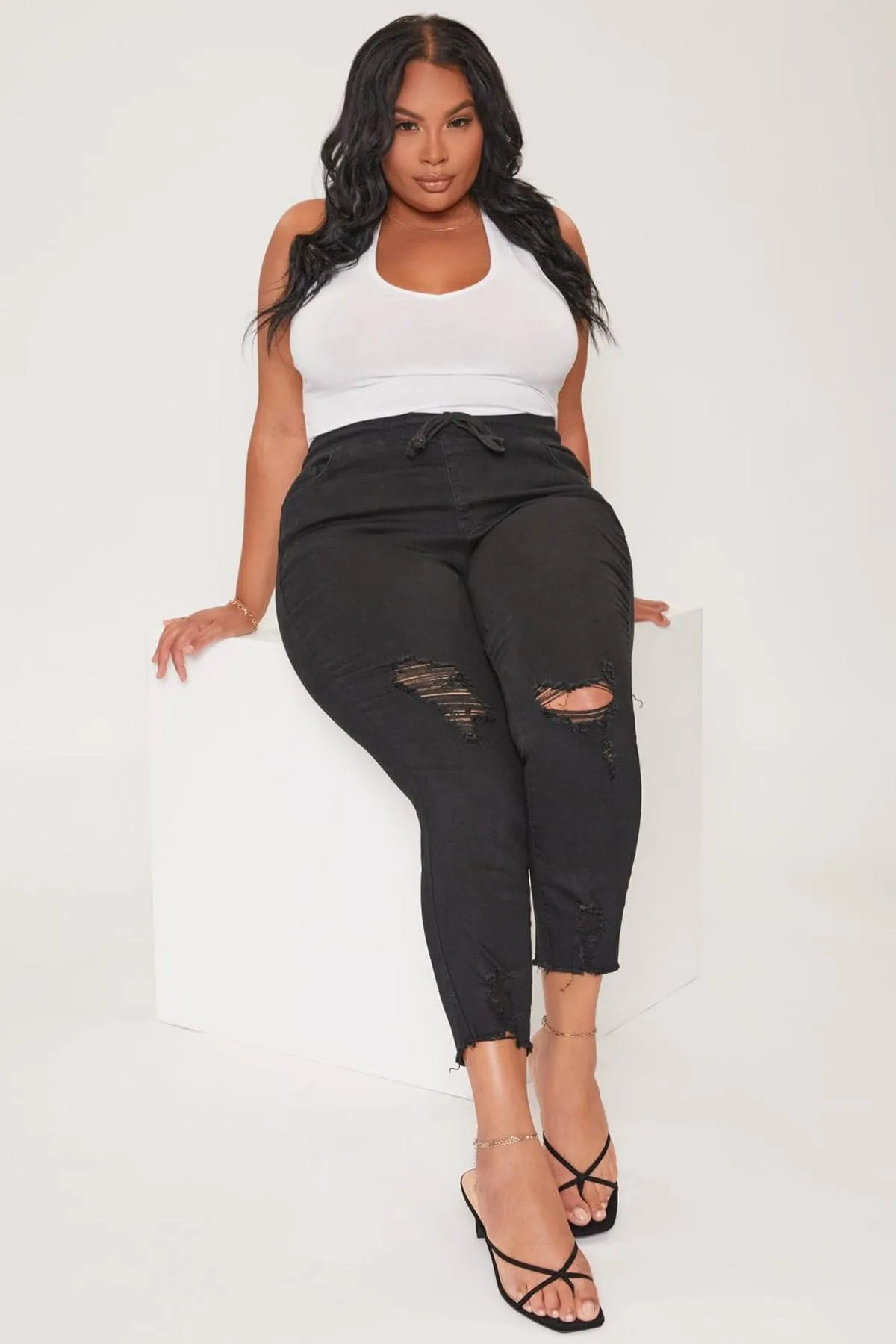 Plus Size Women's  Denim Ankle Jogger