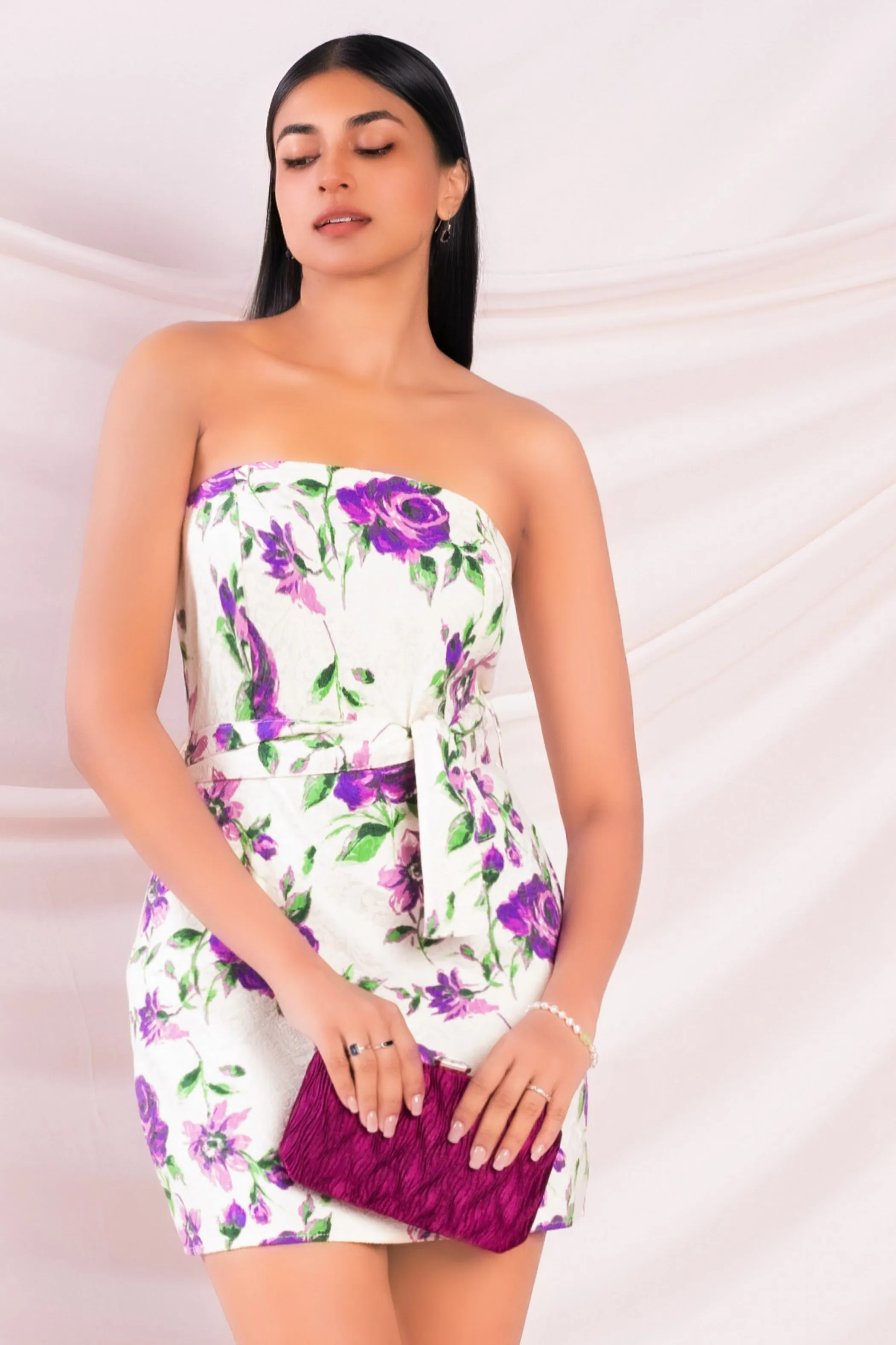 Printed Strapless Mini Dress