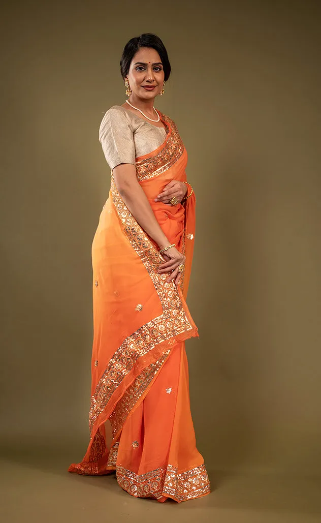 Pure Chiffon Gotapatti Work Saree