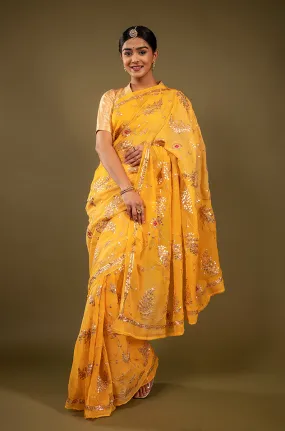 Pure Chiffon Gotapatti Work Saree