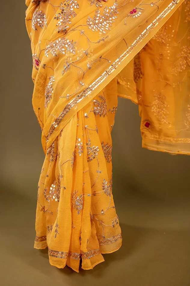 Pure Chiffon Gotapatti Work Saree