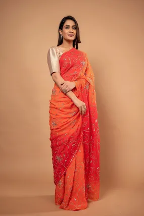 Pure Chiffon Heavy Jaal Work Saree