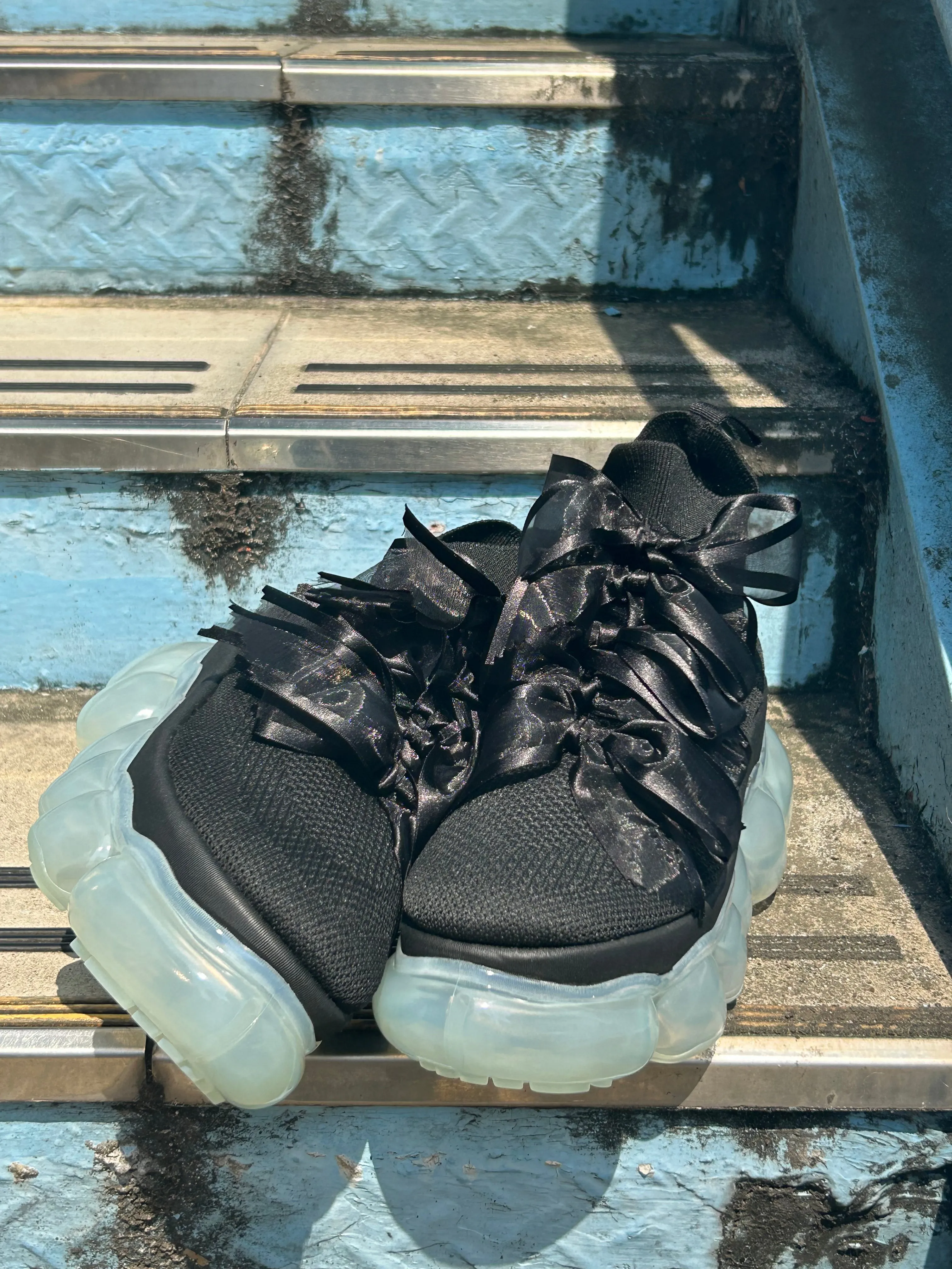 "Jewelry" High Ribbon Shoes / Blue Black