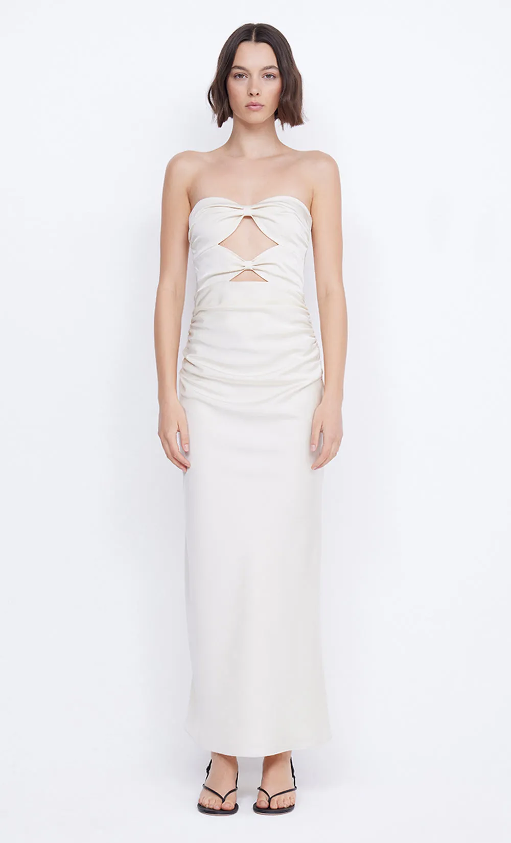 ROCHELLE TWIST STRAPLESS DRESS - CREAM