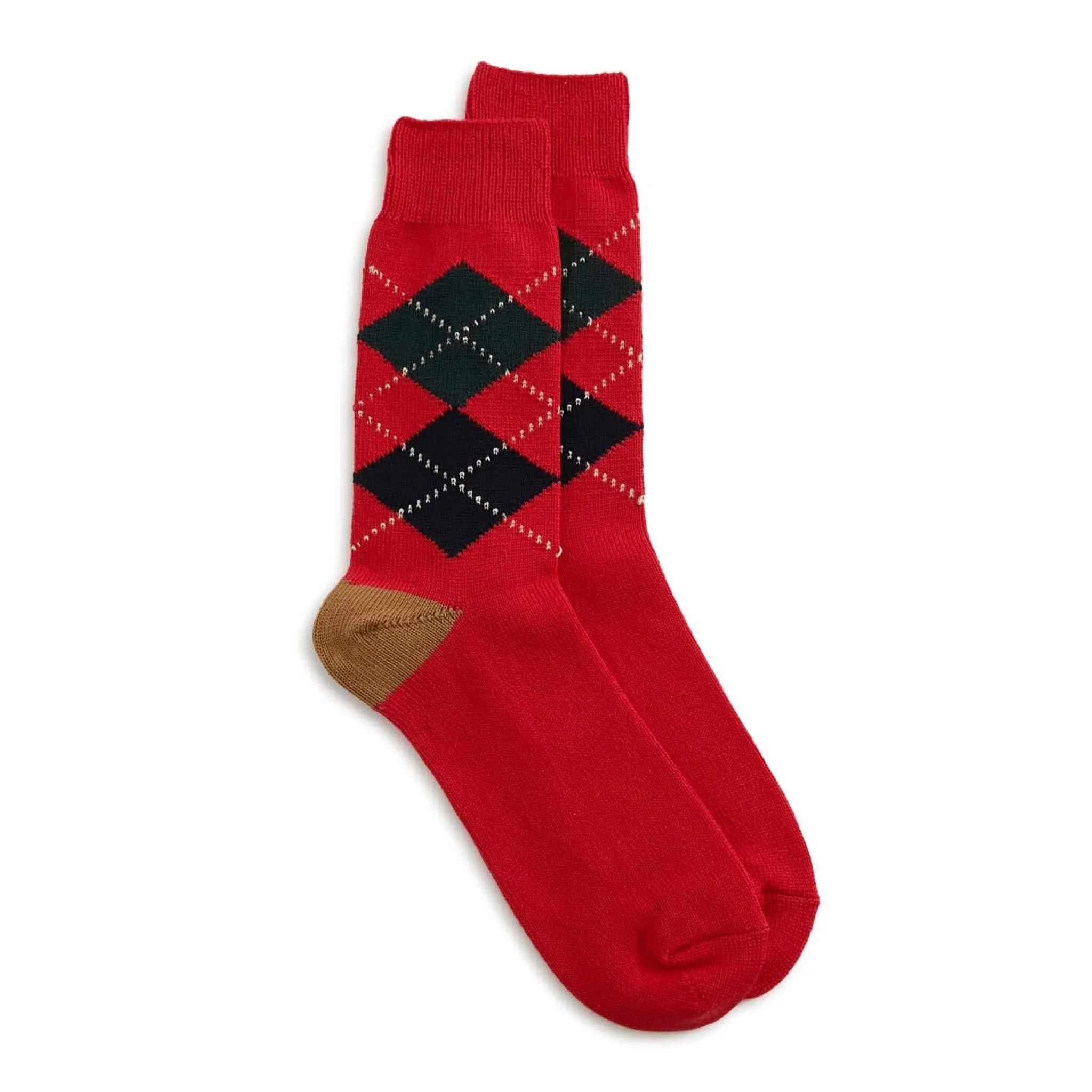 ROTOTO Argyle Crew Socks Red/Cinnamon