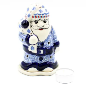 Santa Tea Candle Holder in Falling Snow