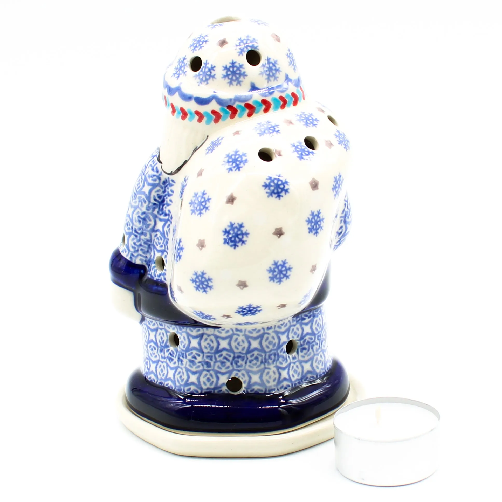 Santa Tea Candle Holder in Falling Snow