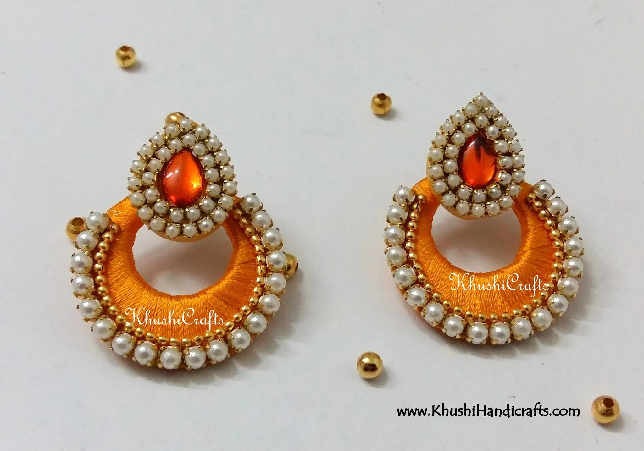 Silk Thread Chandbali with Pearl work