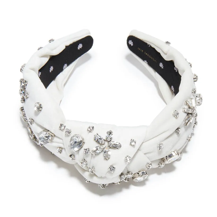 SILVER SNOW SWAROVSKI SNOWFLAKE KNOTTED HEADBAND