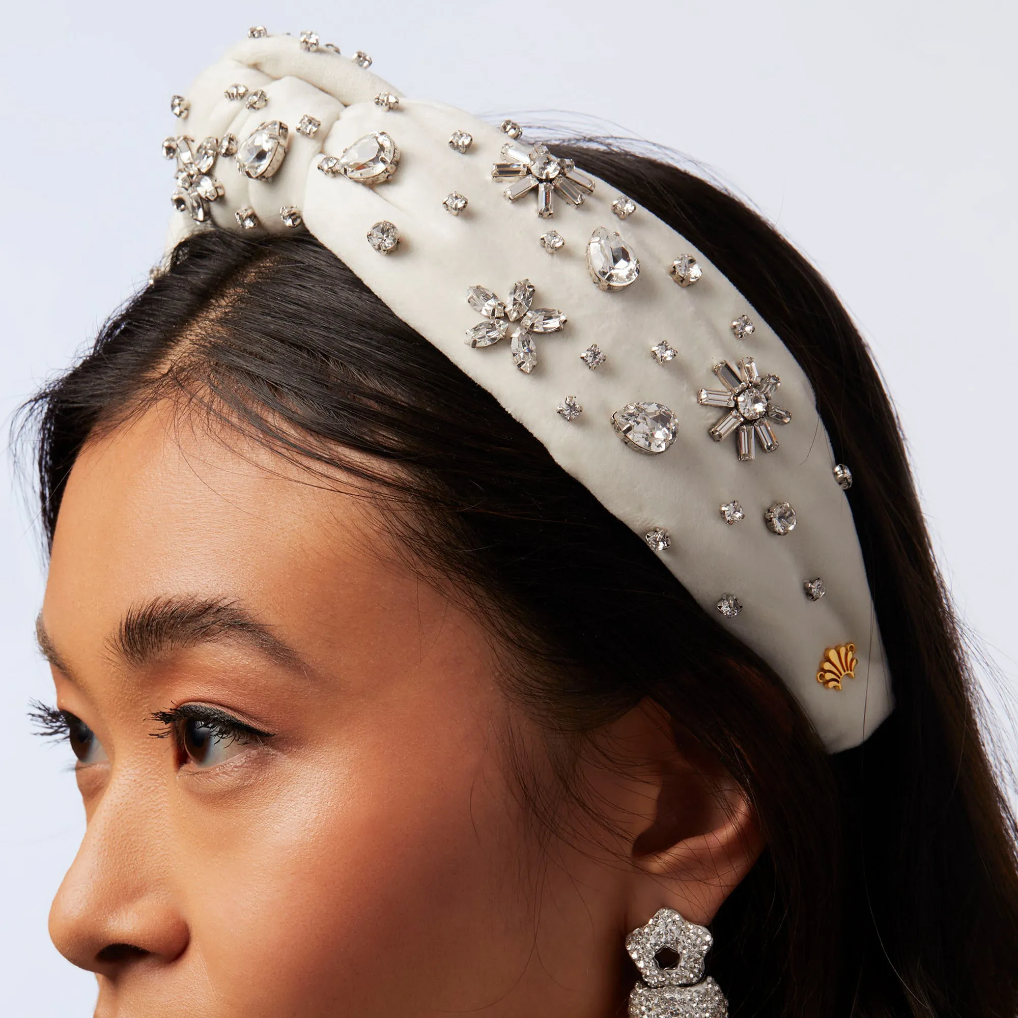 SILVER SNOW SWAROVSKI SNOWFLAKE KNOTTED HEADBAND