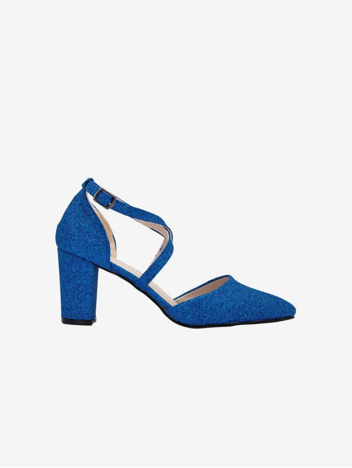 Sina Vegan Glitter Wedding Heels | Bright Blue