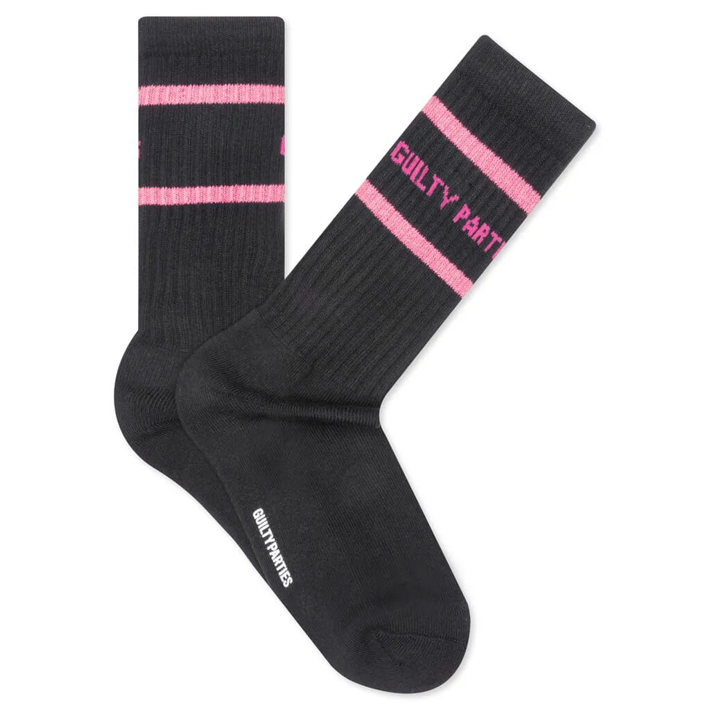 Skater Socks Type-2 - Black/Pink