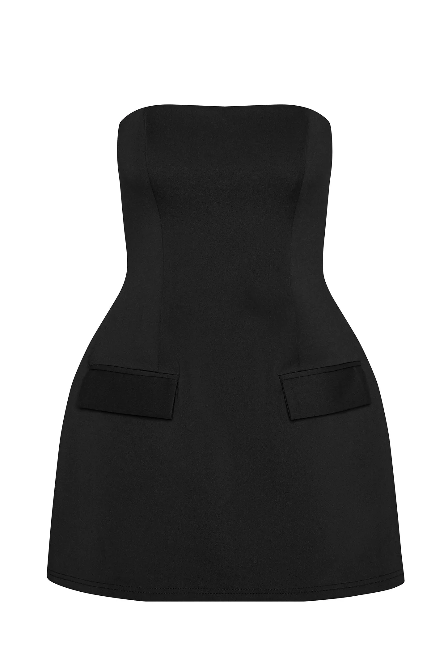 Solene Strapless Pocket Mini Dress - Black