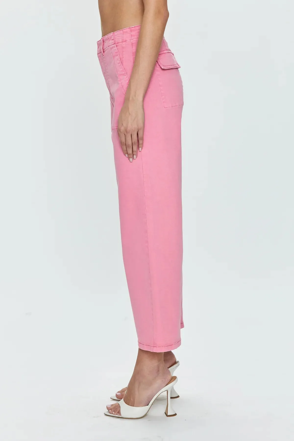 SOPHIA WIDE LEG UTILITY ANKLE PANT (PEONY PINK) - PISTOLA