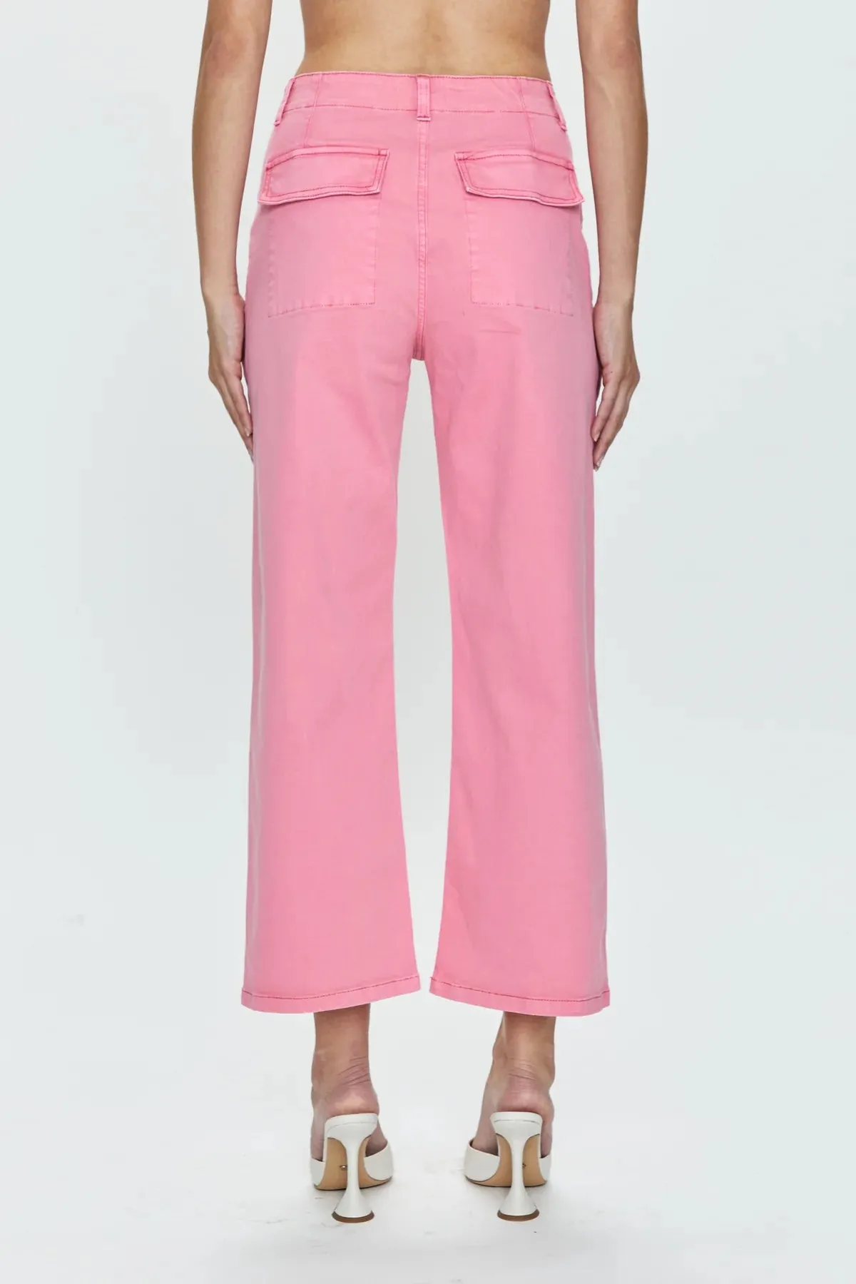 SOPHIA WIDE LEG UTILITY ANKLE PANT (PEONY PINK) - PISTOLA