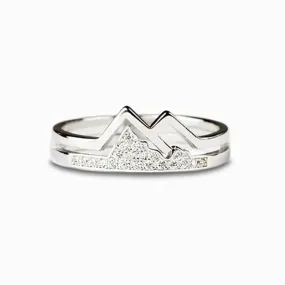 Sterling Silver Snow Caps Mountain Range Ring For Women