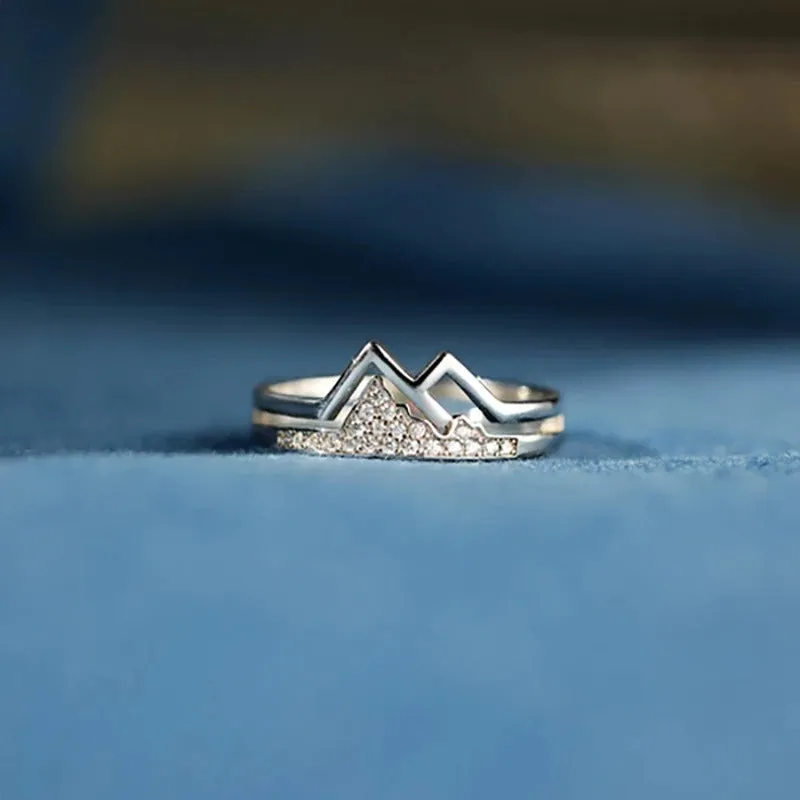 Sterling Silver Snow Caps Mountain Range Ring For Women