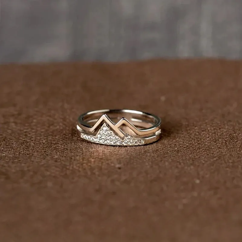 Sterling Silver Snow Caps Mountain Range Ring For Women