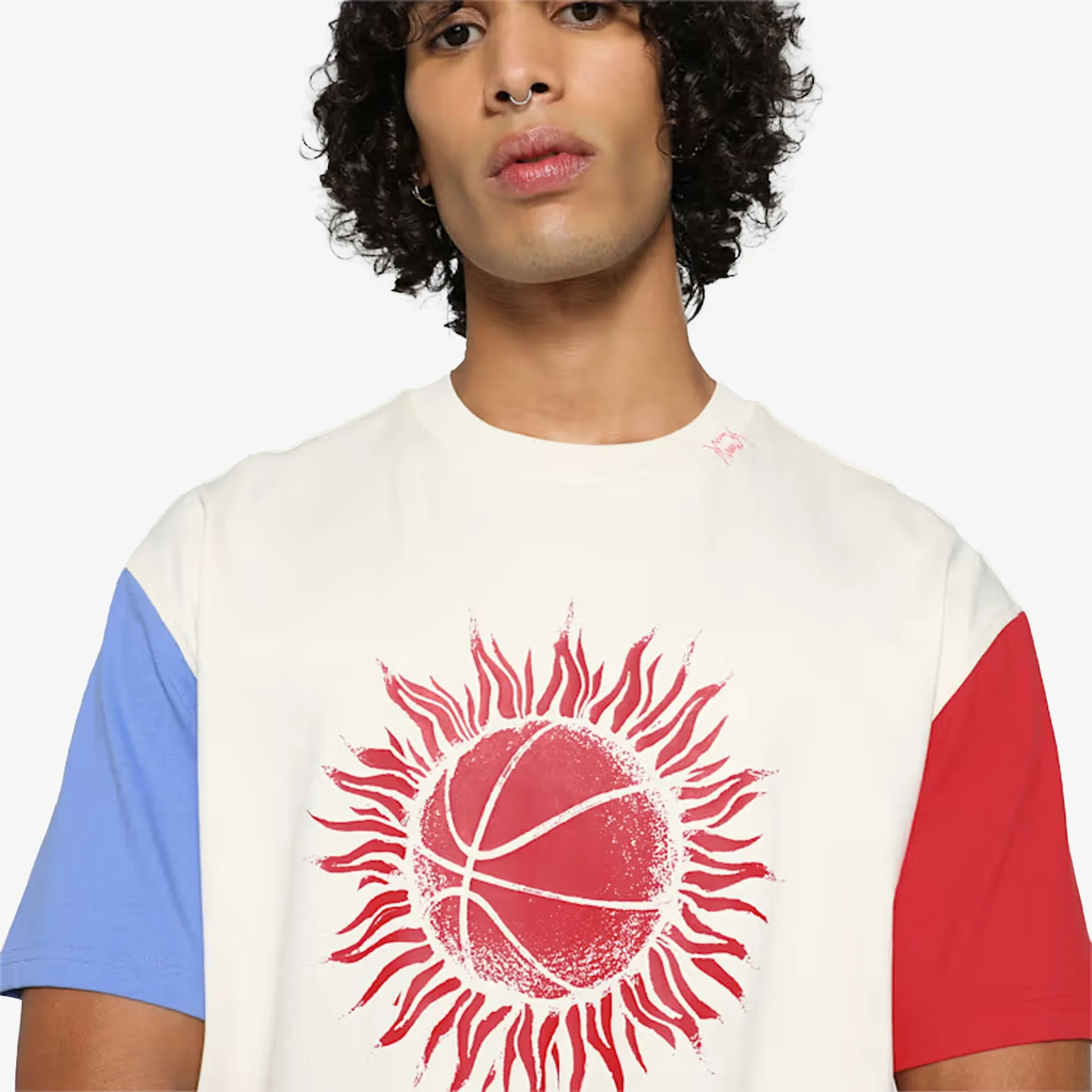 SUN BALL BASKETBALL T-SHIRT 'ALPINE SNOW/RED/BLUE'