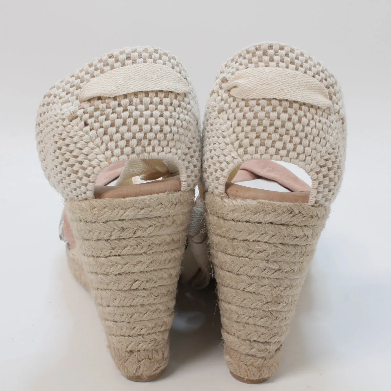 Womens Office Heather Ankle Tie Espadrilles Blush Suede Uk Size 5