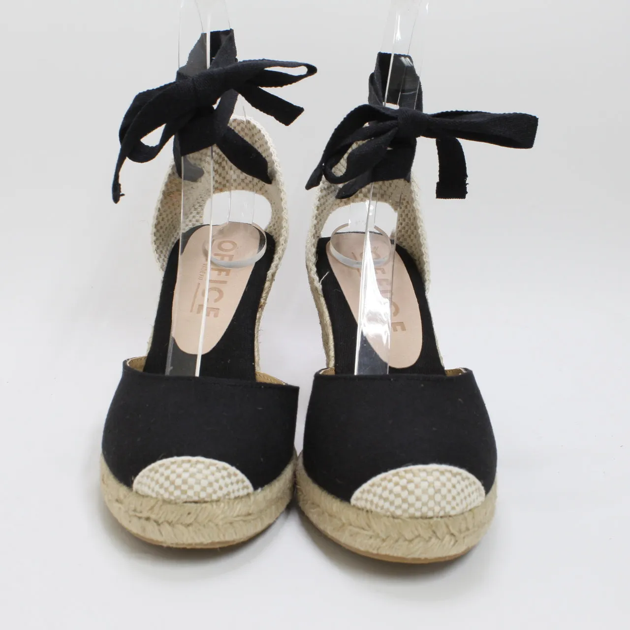 Womens Office Wide Fit: Marmalade Espadrille Wedges Black Canvas